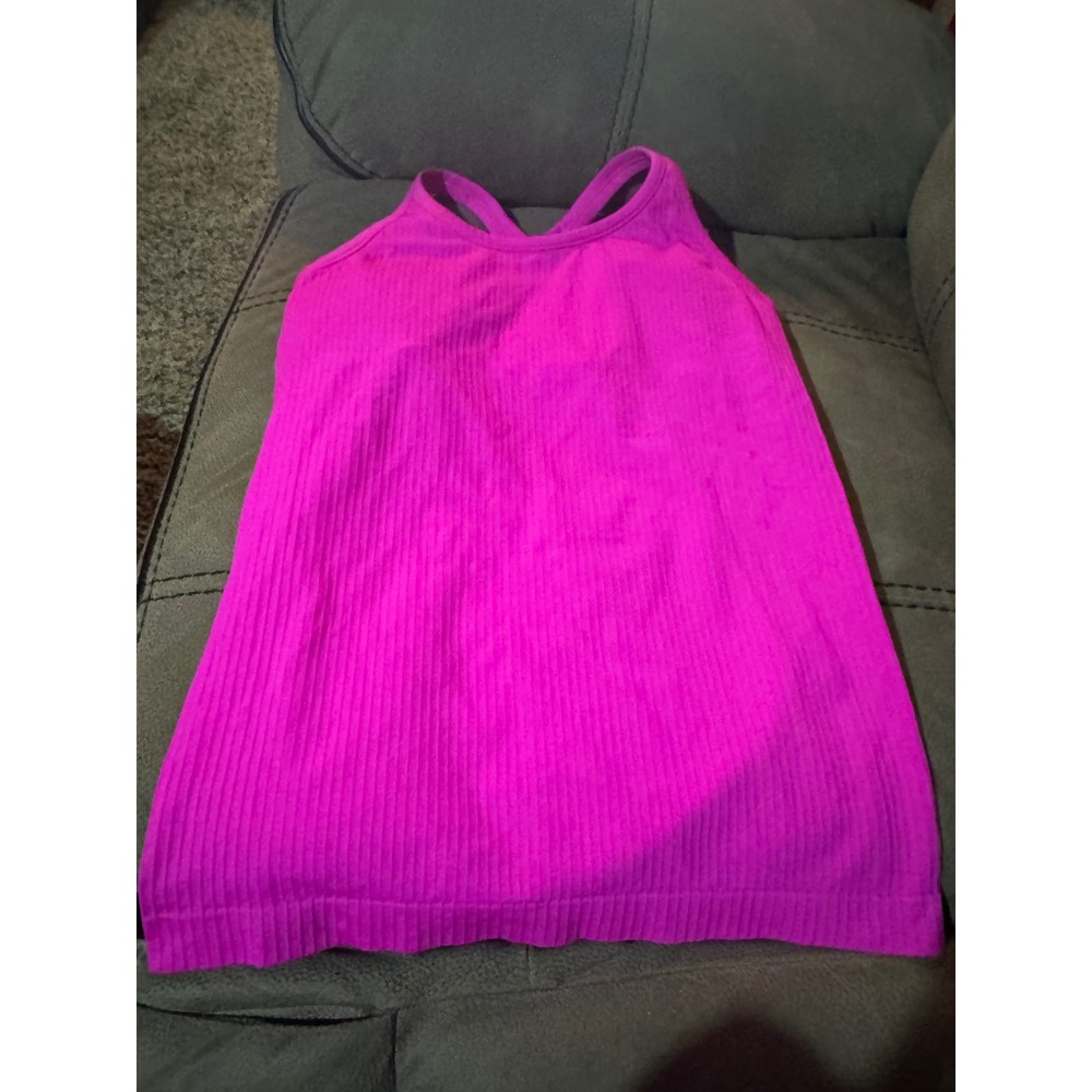 Attraco Womens Ribbed Racerback Tank Top Pink Medium Activewear Yoga Gym Shirt